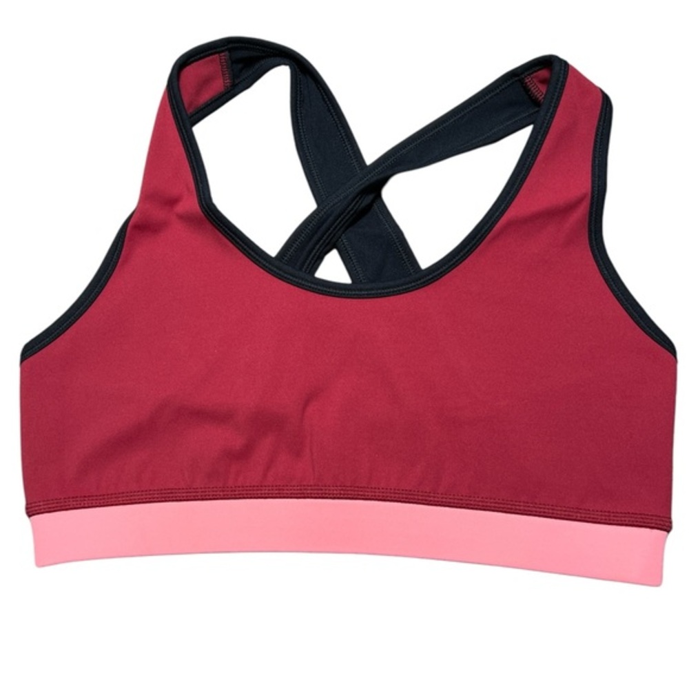 FourLaps Infinity Sports Bra activewear Red Velvet Strawberry Black size small‎